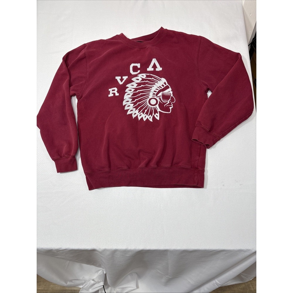 RVCA Red Native American Graphic Crew Neck Pullover Sweatshirt Men's M